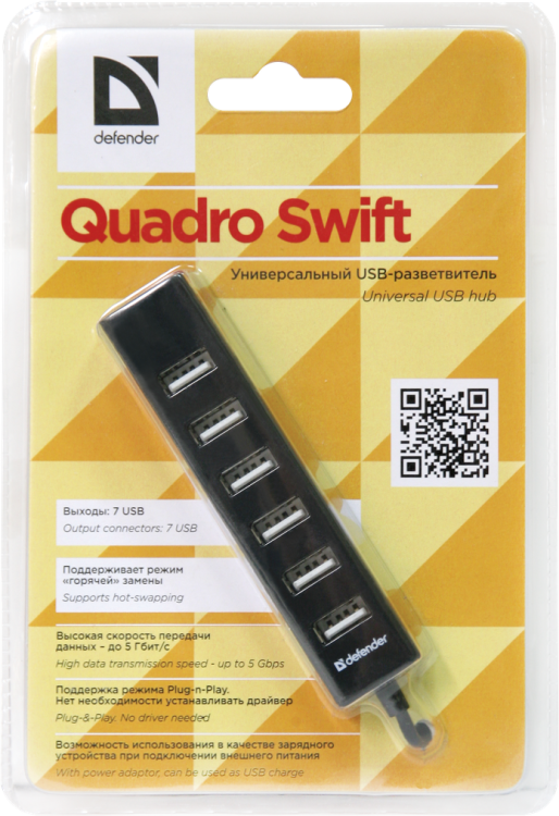 Разветвитель USB 7*USB2.0 Defender Quadro Swift Разветвитель USB 7*USB2.0 Defender Quadro Swift