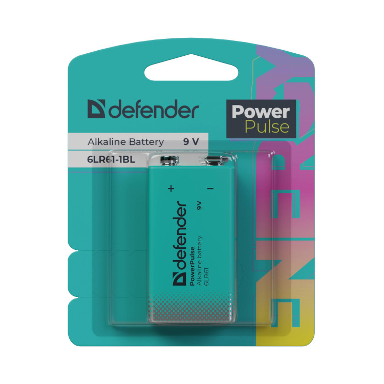 Крона 9V алкалиновая Defender 6LR61-1BL 1шт. PowerPulse Крона 9V алкалиновая Defender 6LR61-1BL 1шт. PowerPulse