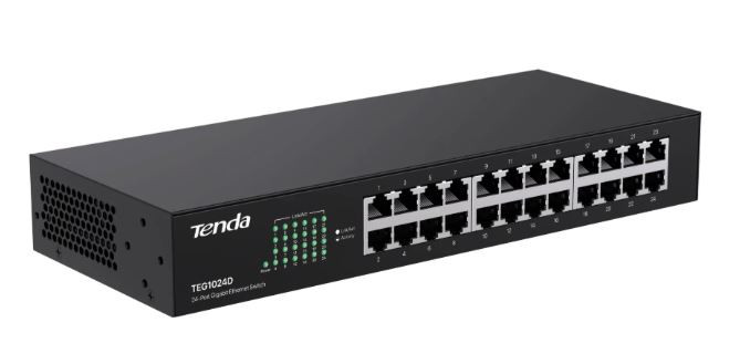 Коммутатор неуправляемый с 24 портами 10/100/1000Base-T TendaTEG1024D настольный / в стойку 19" Коммутатор неуправляемый с 24 портами 10/100/1000Base-T TendaTEG1024D настольный / в стойку 19"