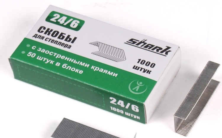 Скобы №24/6 Shark 1000шт. Скобы №24/6 Shark 1000шт.